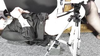 Gothic femboy gets milked raw on the sex machine