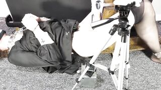 Gothic femboy gets milked raw on the sex machine