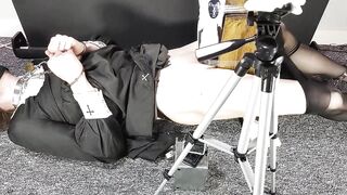 Gothic femboy gets milked raw on the sex machine