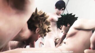 My Hero Academia foursome destroyed gaggged cum dump workout