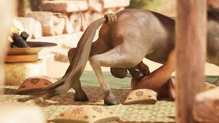 Gay furry centaur gets destroyed by big dick rough anal creampie