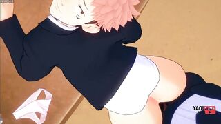 Jujutsu Kaisen Yaoi Gojo Fucks Yuuji on Table Bareback Creampie