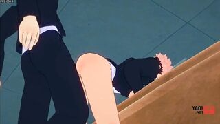 Jujutsu Kaisen Yaoi Gojo Fucks Yuuji on Table Bareback Creampie