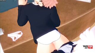 Jujutsu Kaisen Yaoi Gojo Fucks Yuuji on Table Bareback Creampie