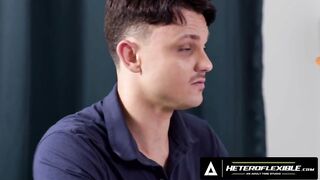 Enzo Muller jerks off injured buddy Nate rose until he ends up riding his big cock raw