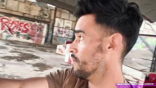 Risky naked masturbation in abandoned building big cock pulsing