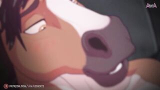 Horse threesome rimming furry gay animation teased
