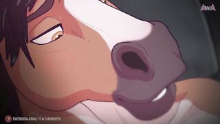 Horse threesome rimming furry gay animation teased