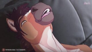 Horse threesome rimming furry gay animation teased