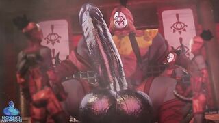 Blade Master throbbing cock grows in tight latex growing big