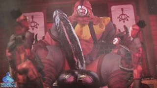 Blade Master throbbing cock grows in tight latex growing big