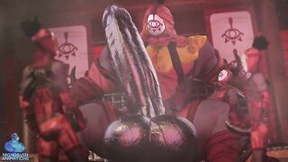 Blade Master throbbing cock grows in tight latex growing big