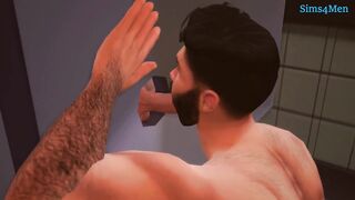 Stranger fucks twink in dirty gas station bathroom glory hole leak