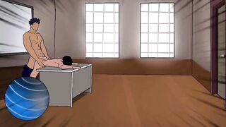 Hard fuck in the classroom makes him moan like a bitch