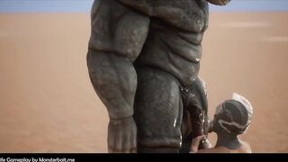 Monsterbait Plays Wildlife Gay boy teases drippy rhino monster in rough gay anal