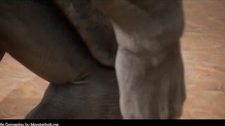 Monsterbait Plays Wildlife Gay boy teases drippy rhino monster in rough gay anal