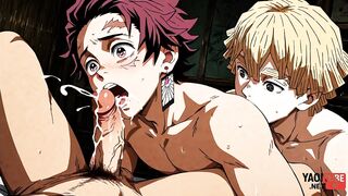Tanjiro used Zenitsu’s dick like a demon slayer horny twink