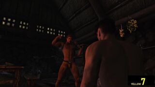 Boys ruined by rough daddy soldiers cum on face Skyrim animation.