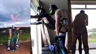 Femboy pup fucked hard against window by pup raw twink breeding