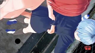 Nagisa destroyed on rooftop by Karma raw gay anime twink creampie