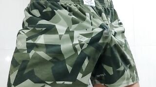 Destroyed cum covered boxer shorts gagging on my own load
