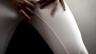 Asian man wrecked with huge cumload while edging in spandex underwear moaning loud