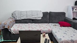 Horny Guy Takes Huge Cum Load while Jerking Big Dick on Porn with TV