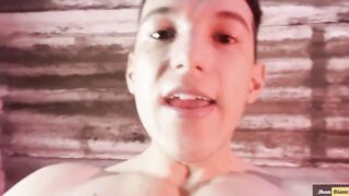 Muscle Model drowns in dominant sock job choke his big balls