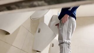 Straight guy destroyed in public toilet while jerking off caught in the act