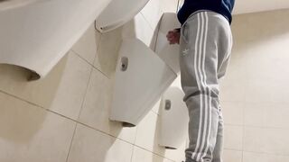 Straight guy destroyed in public toilet while jerking off caught in the act