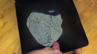 Hairy Cock Cums Three Times on Old Underwear