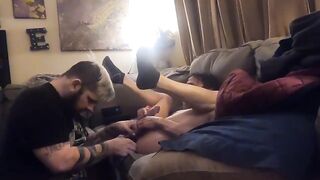 Hitchhiker gets sloppy rimmed and fucked raw till he's dripping cum inside you