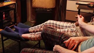 My straight best friend got his first gay handjob after porn turned him on