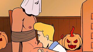 Freddy sucks then gets brutally fucked by his Latino Ghost Owner raw creampie