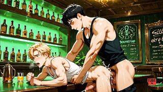 Twink blond twink gets creampied in gay bar anime fantasy