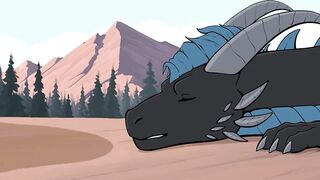 Dragon daddy facefucks tight gay furry till cum spills down throat