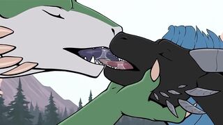 Dragon daddy facefucks tight gay furry till cum spills down throat