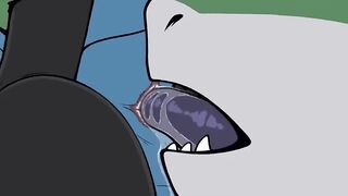 Dragon daddy facefucks tight gay furry till cum spills down throat
