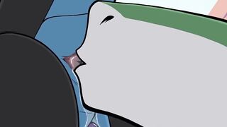 Dragon daddy facefucks tight gay furry till cum spills down throat
