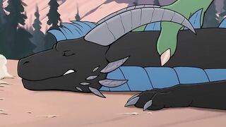 Dragon daddy facefucks tight gay furry till cum spills down throat