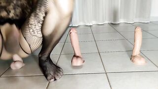 Femboy wrecked riding 8 inch dildo until his prostate scream cum