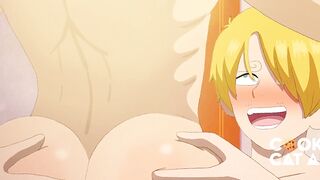 Zoro rips Sanji apart raw doggy in the One Piece kitchen while Sanji gags on that massive cock