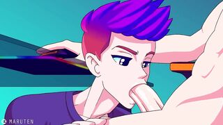 Maruten anime college twink takes gamer cock deep throat cumshot raw hentai swallow