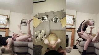 Blonde femboy destroyed by thick cock while gagging on sloppy blowjob
