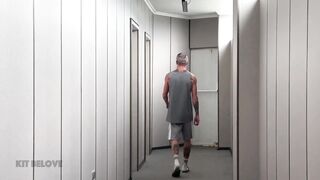 Sport coach caught jerking off with a big dick then fucked hard