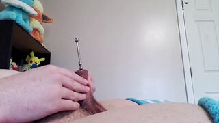 Cute chubby femboy moaning loud as she jerks off to thick cock cum shot