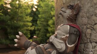 Two wolves yiffing rough in the forest cum dripping furry gay animation