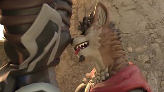 Two wolves yiffing rough in the forest cum dripping furry gay animation