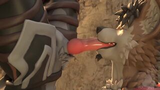 Two wolves yiffing rough in the forest cum dripping furry gay animation