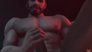 Gabriel Reyes solo wanks until cum drips Anal buttplug used